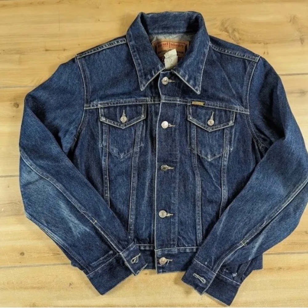 WOMENS VINTAGE 90S 2000S JEAN JACKET DIESEL DRY DENIM DESIGNER QUIET LUXURY